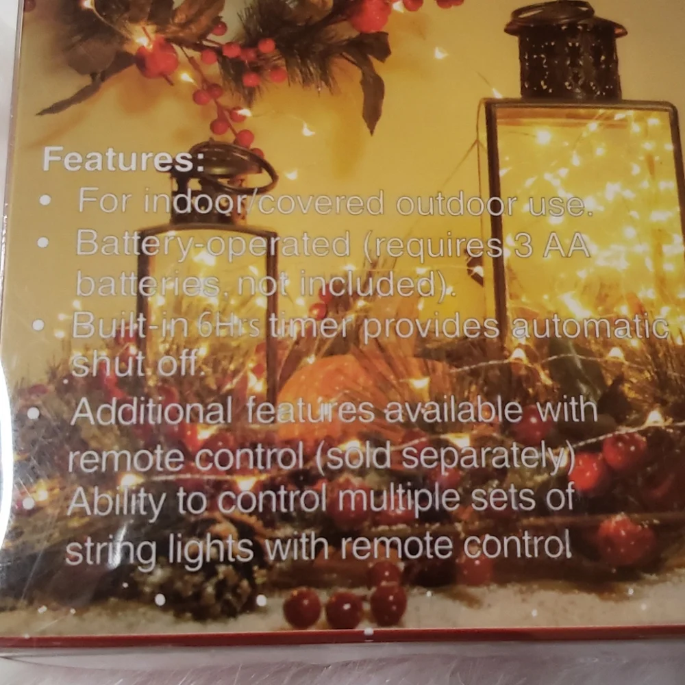 Manor Lane Battery Powered Amber Shimmer Lights 3 Feet Long NWT